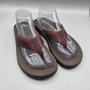 Chaco Playa Pro Sandals Mens 9 Red Leather Flip Flops Thongs NWOB